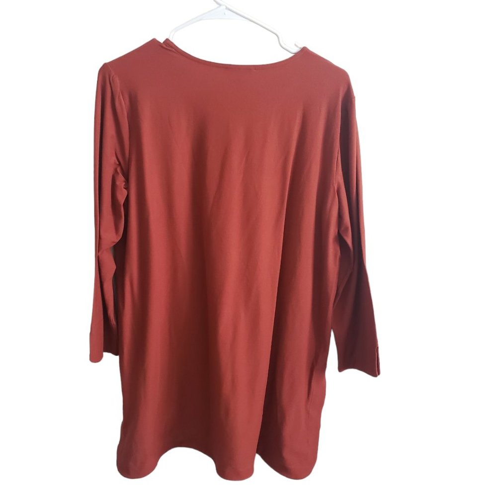 CT696 Eileen Fisher Long Sleeve Rust Blouse L